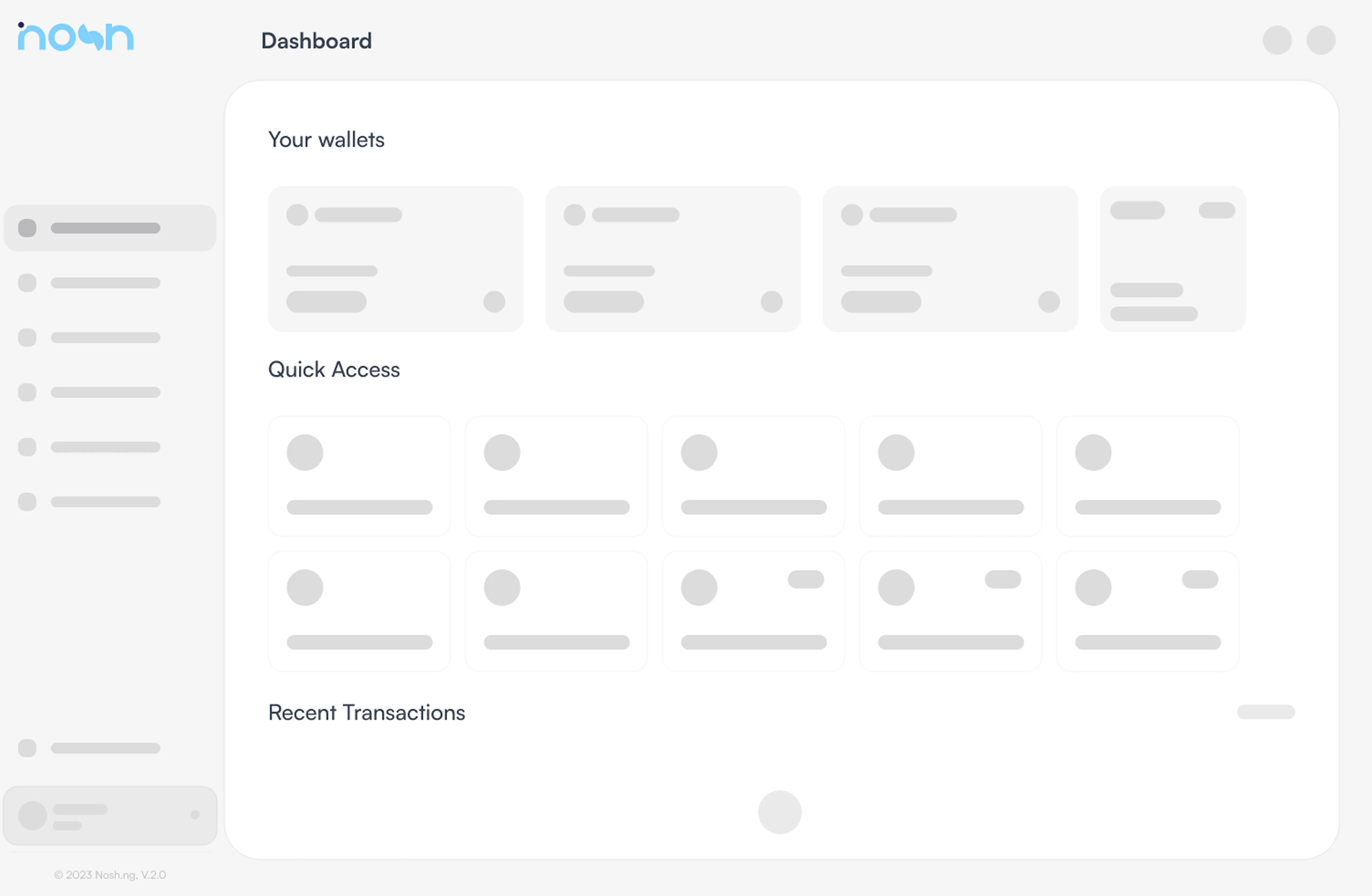 Nosh app dashboard